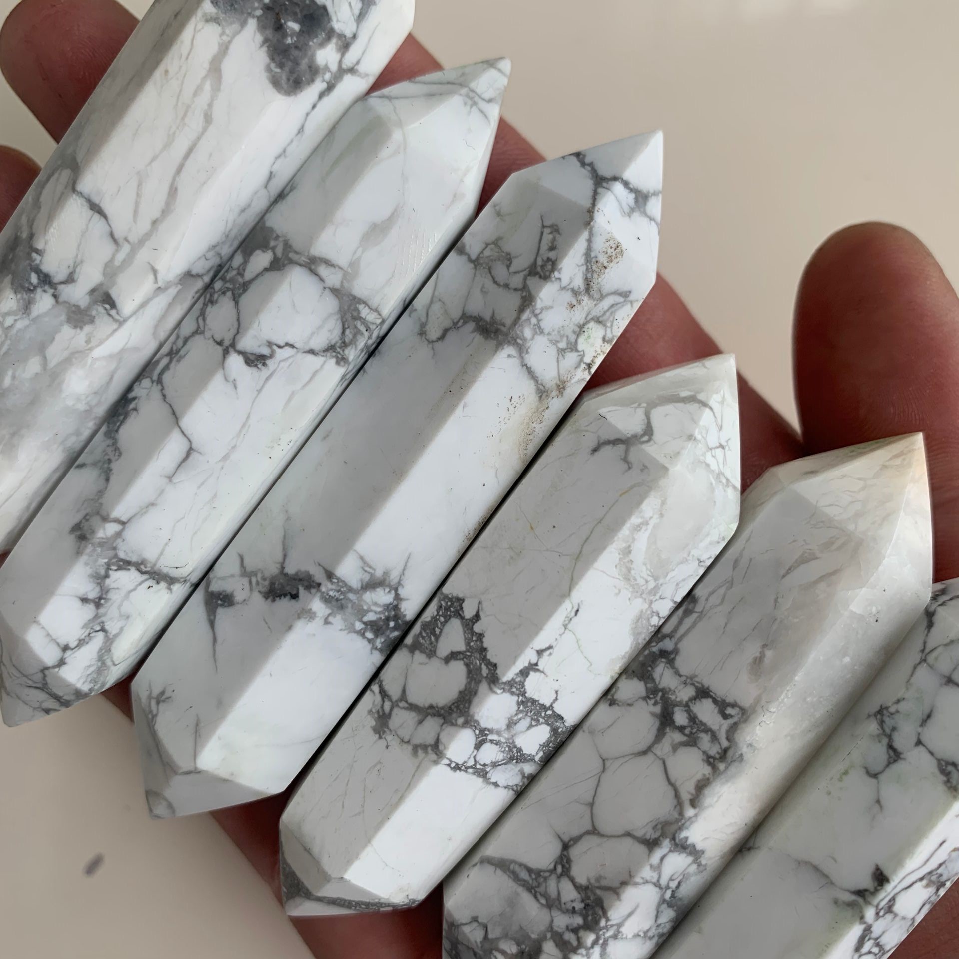 Double Terminals Howlite Point - crystal wholesale